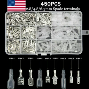 450X Assortment Male Female Spade Terminals Kit Electrical Wire Crimp Connectors - Picture 1 of 12
