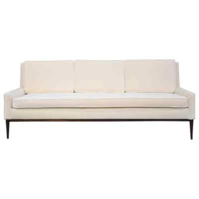 Sofá direccional de terciopelo blanco roto Paul McCobb mediados de siglo moderno años 50 Foto 1 de 4