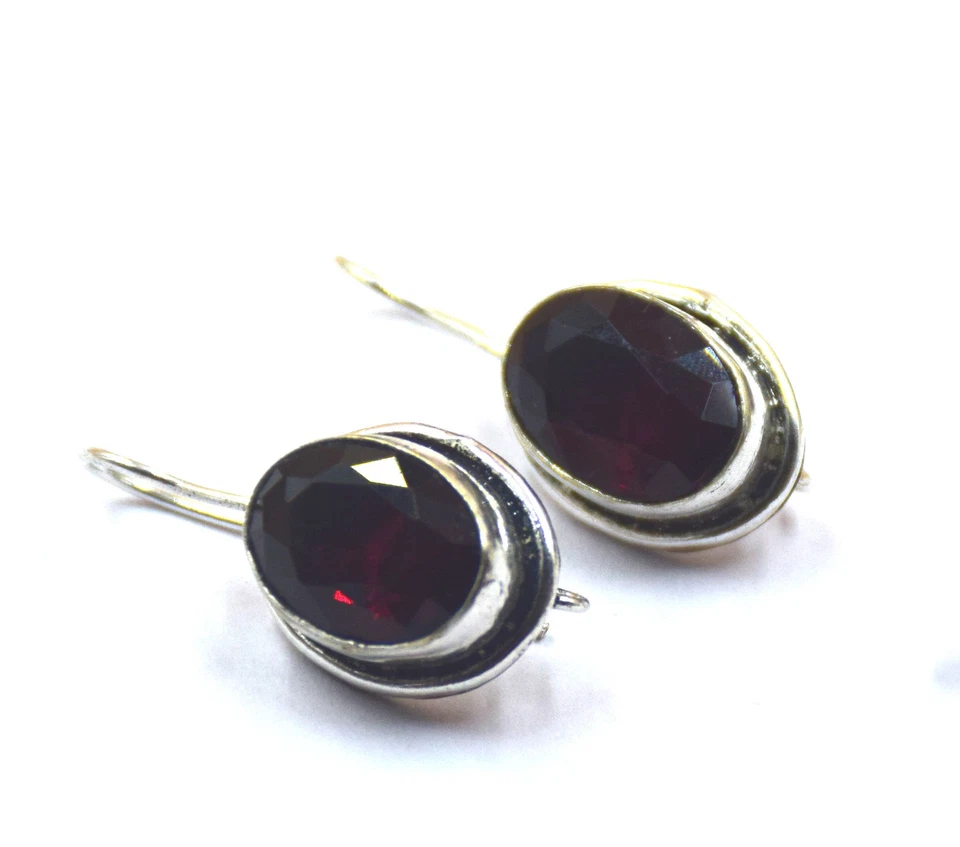 Pendientes colgantes de plata de ley 925 de Mozambique granate piedras preciosas joyería Foto 1 de 3