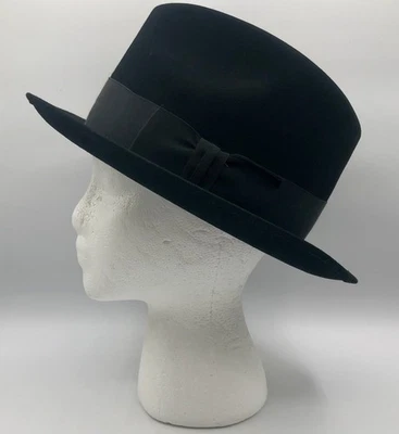 Sombrero de fieltro de piel Stetson Saxon negro calidad real talla 7 1/4. /b Foto 1 de 4