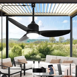 42" Black Ceiling Fan with Remote Control  APP Control Indoor Outdoor Waterproof - Picture 1 of 10