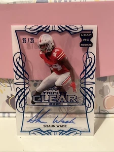2021 Leaf Trinity Clear Rookie Autograph #25/25 Shaun Wade Chicago Bears - Picture 1 of 2