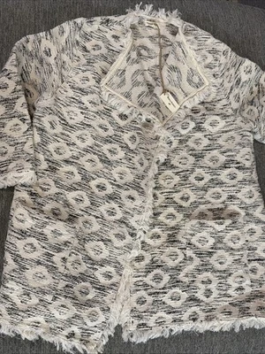 Chaqueta Cost Plus World Market Tejida Manta Envoltura Boho Flecos Talla S/M Crema Foto 1 de 4
