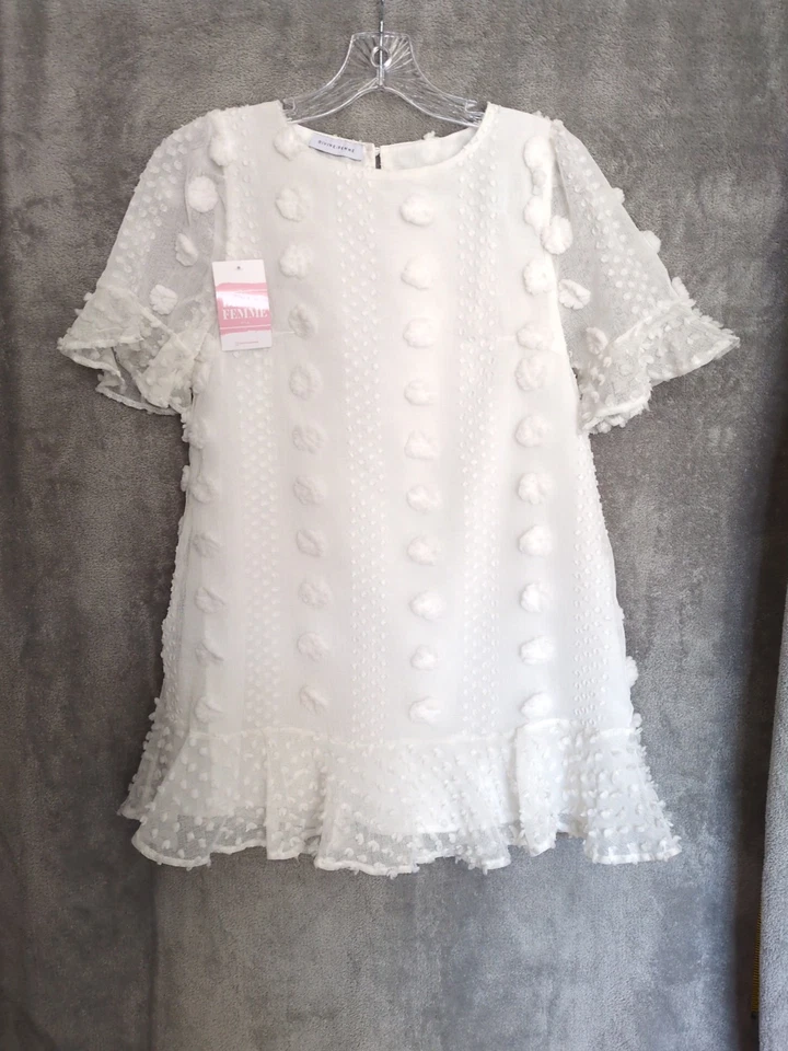 Vestido Divine Mujer Talla XS Melanie Nupcial Blanco Punto Suizo Texturizado Ángel Foto 1 de 4