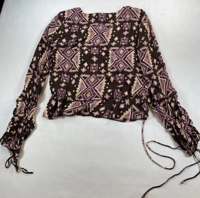 Tory Burch 100% Silk Women's Multicolor Cropped Blouse, Size 10 - Image 1 of 4