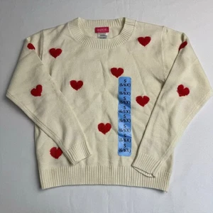 Zunie Sweater Girls Size S (6/6X) Cream with Red Hearts - Picture 1 of 6