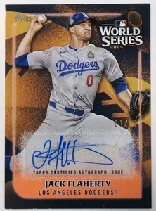 2025 Topps World Series Champion Orange Jack Flaherty Auto 01/25 L.A. Dodgers  - Picture 1 of 2