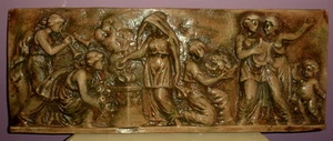 22" Greek Roman Reproduction Muse and Cherubs Wall Plaque Antique Finish 9049 - Picture 1 of 7