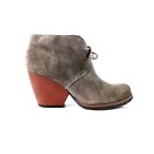 Korks Roana Kork Ease Gray Suede Leather Lace Up Heel Bootie Ankle Boot 7 M