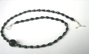 Cadena Hematina Ónix 60cm Largo Negro Facetado Plata 925 Diseño Cierre - Imagen 1 de 6