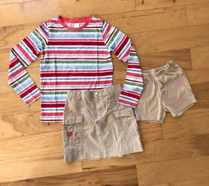 EUC GIRL GYMBOREE SPRING TOP TEE SKIRT SKORT BIKE SHORTS OUTFIT SET 9 10 - Picture 1 of 6