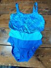ROBBY LEN  Blue &amp; Teals Layered one piece swim bathing suit size 12 (T2)