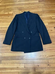 Jones New York Mens Blazer Jacket Sz 42L Blue Striped Double Breasted Sport Coat - Picture 1 of 8