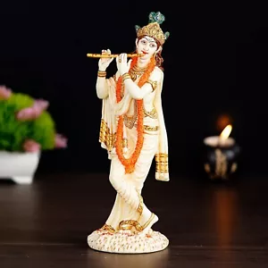 Hindu Gott Lord Stehend Krishna Playing On Nut Statue Idol Figur - Picture 1 of 5