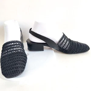 Y2K 90s Vintage Karen Scott Crochet Knit Woven Slingback Closed Toe Sandals 7.5 - Picture 1 of 10