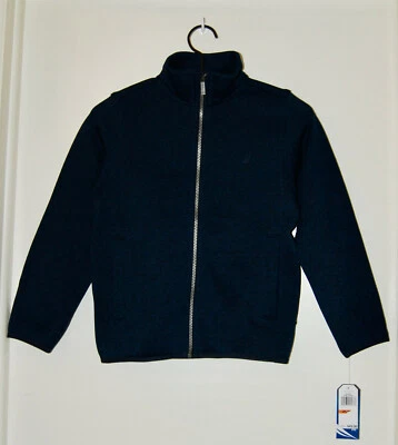 NWT Nautica Boys Navy Zipper Performance Sweater Fleece LS Jacket sz M - Image 1 of 4