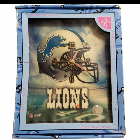 Rare Vintage NFL Detroit Lions Quartz Wall Clock Made In USA Cover