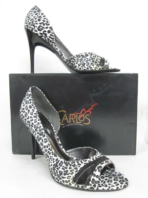 Zapatos de salón Carlos Tropicana blanco leopardo punta abierta - talla 9 Foto 1 de 4