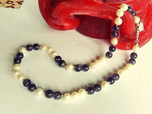 SCHMUCK-STCK Kette AMETHYST PERLE 43 CM Kugeln Süßwasserperle - Bild 1 von 2