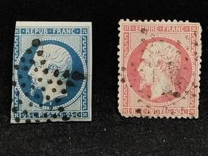 MATT'S STAMPS FRANCE #11 & 28, 25- & 80-CENTIME EARLY FRENCH STAMPS, USED CV$90 - Picture 1 of 3