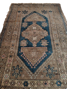 Antique Caucasian Carpet Runner Oriental Faded 204 cm x 128 cm  OLD RUG Worn