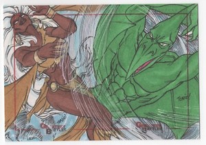 Storm/Sauron Marvel Greatest Battles Puzzle Sketch Cards Juan Fontanez Tonio 1/1