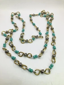 Handgefertigte Infinity Glieder Gold und Silber mit Türkis Lagenlook Neu mit Etikett Gre - Bild 1 von 3