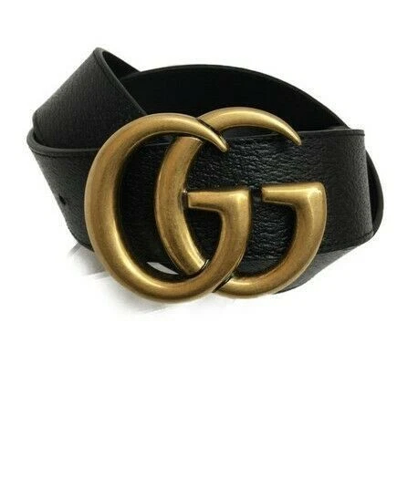 GUCCI GG Marmont двойной G пряжка кожаный черный ремень 406831 размер 85-34 логотип Gucci - Изображение 1 из 4