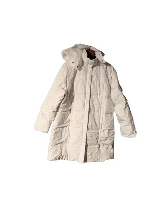 Abrigo acolchado de plumón/plumas con capucha desmontable XL marfil Brandon Thomas para mujer Foto 1 de 4