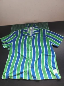 Camisa Guess Originals J Balvin Para Hombres Verde Azul Ondulada Rayas Cuello Botón Talla L - Imagen 1 de 7