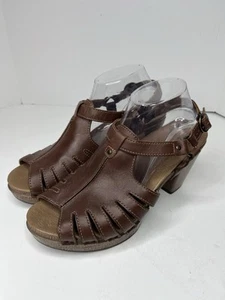 Dansko Womens Brown Frida Wedge Leather Buckle Sandals Size 41 Boho Festival - Picture 1 of 5