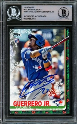 Vladimir Guerrero Jr. 2019 Topps Holiday RC HW167 Blue Jays Beckett firmado automáticamente Foto 1 de 2