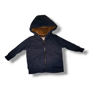 Boy's Carter's 12M Blue Zip Hooded Jacket Warm Faux Fur Lined Coat. - Picture 1 of 5