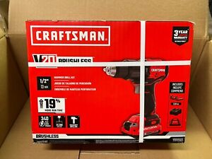 CRAFTSMAN V20 1/2-in Brushless Hammer Drill Kit CMCD731D2 w/ Charger Bag 2 Batts