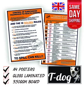 COSHH Health & Safety Posters 2 x Laminated A4 on Heavy Card - Picture 1 of 4