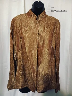 Blazer ellen Tracy Vintage Marrón Seda Algodón Pequeño Foto 1 de 4