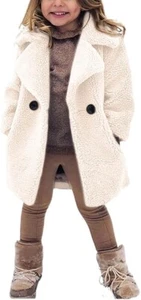 rrhss Baby Girls Faux Fur Teddy Long Coat Tollder Kids Winter Fleece Jacket Warm - Picture 1 of 1