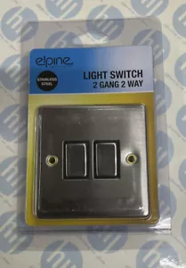 Elpine Stainless Steel Light Switch 2gang 2way (30001C)*new* - Picture 1 of 2