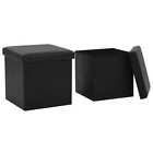 Vidaxl Folding Storage Stools 2 Pcs Black Faux Leather Sp