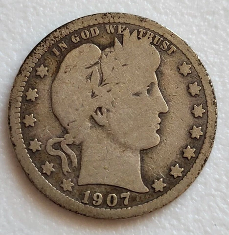 1907 P Barber Quarter Dollar 90% Silver - Philadelphia Mint Cover