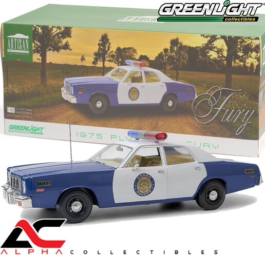 Greenlight 19096 1:18 1975 Plymouth Fury Osage County Sheriff azul y blanco Foto 1 de 1