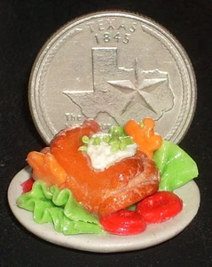 Plated Food Meal Pork Roast 1:12 Dining Kitchen Restaurant Dollhouse Mini #8258 - Bild 1 von 2