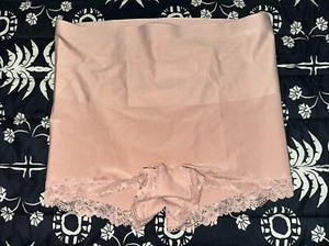 NEW VICTORIA SECRET high waist Boyshort Shorty Panty Pale Pink Lace Edge XL NWT - Picture 1 of 6