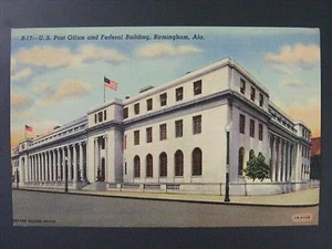 Birmingham Alabama Oficina de Correos Edificio Federal Vintage Curt Teich Postal 1950 - Imagen 1 de 2