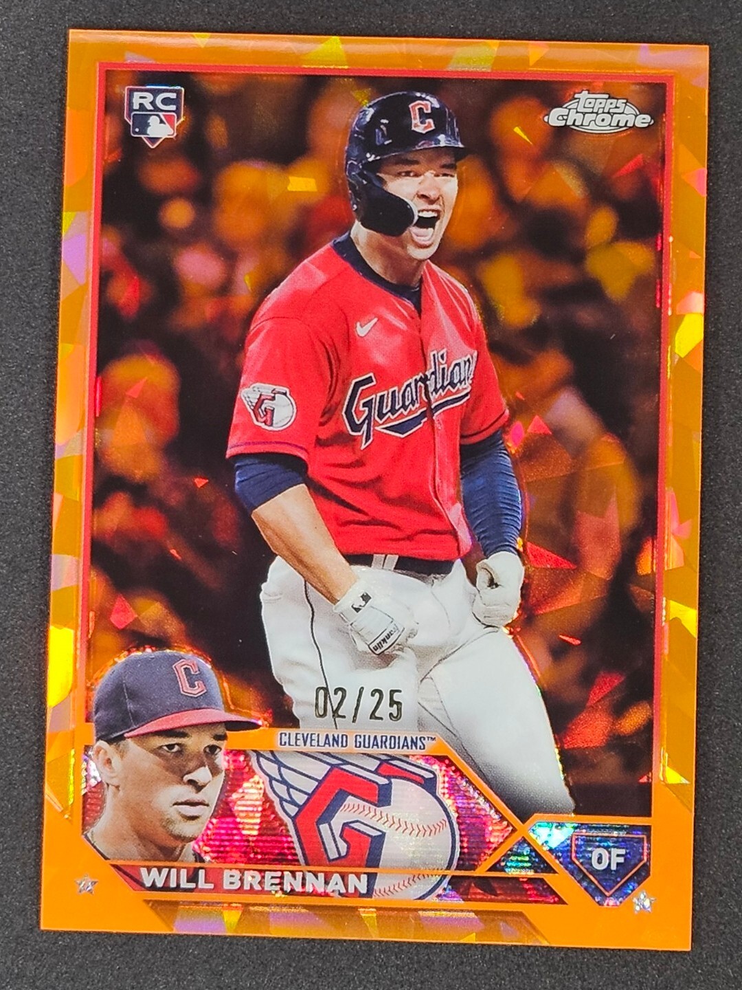 2023 Topps Chrome Sapphire WILL BRENNAN #453 RC Cleveland Guardians ORANGE /25