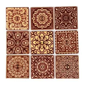30pcs Retro Pattern Square Wood Buttons for Sewing Scrapbooking Craft Decor 30mm - Picture 1 of 1