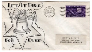 Dorothy Knapp Hand-Drawn Cachet #5 Liberty Bell WWII Patriotic 1945 - Picture 1 of 2