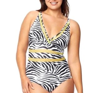 NEW Orig$139 Ruby Ribbon Zebra St Tropez 1 Piece Swim Bathing Suit 4/6 NWT - Picture 1 of 7