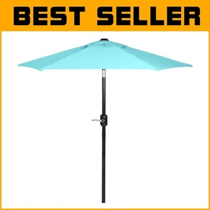 Stylish 5' 9" Diameter Aqua Market Umbrella with Push Button Tilt & Crank Lift - Picture 1 of 9