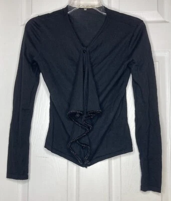 Woman VALENTINO black Beaded Button Wool Silk Cashmere Cardigan Sweater Sz Small - Image 1 of 4